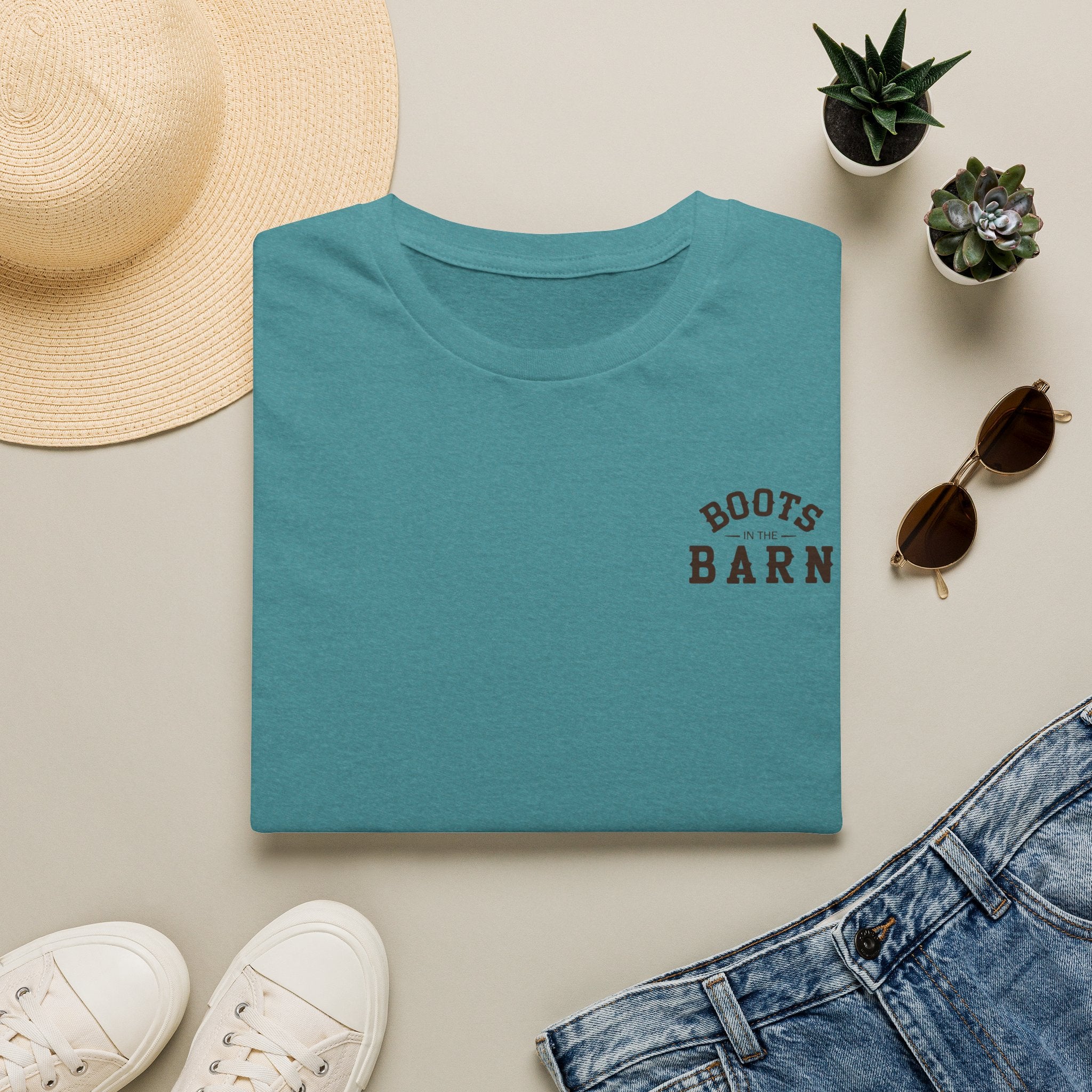 Brown & White Design Boots in the Barn T-Shirt — Lightweight Cotton