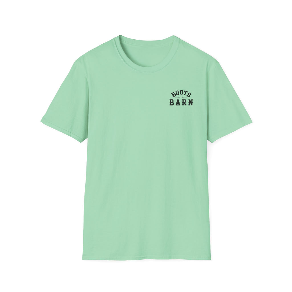 Black & White Design Boots in the Barn T-Shirt — Lightweight Cotton