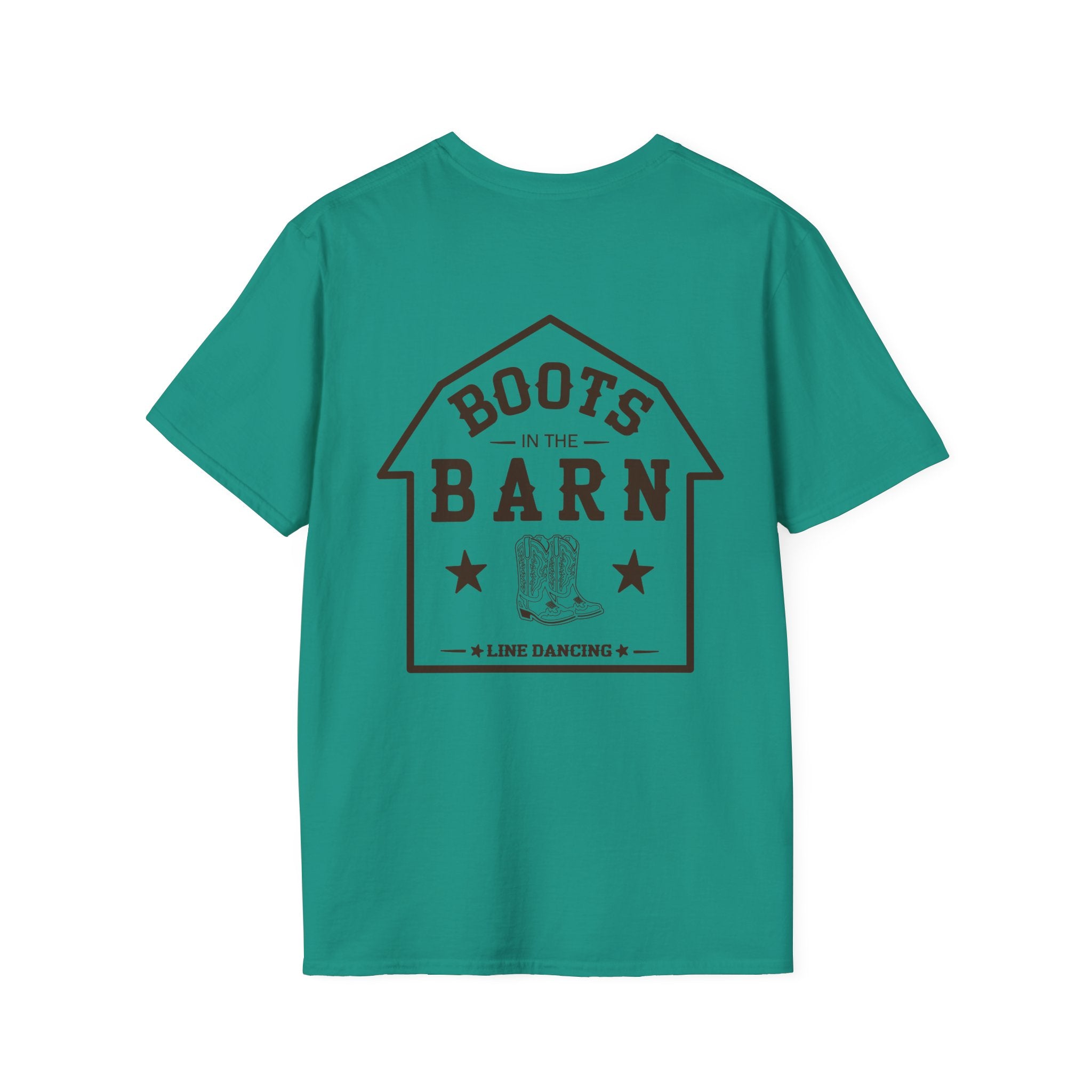 Brown & White Design Boots in the Barn T-Shirt — Lightweight Cotton