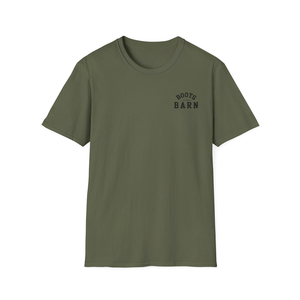 Black & White Design Boots in the Barn T-Shirt — Lightweight Cotton