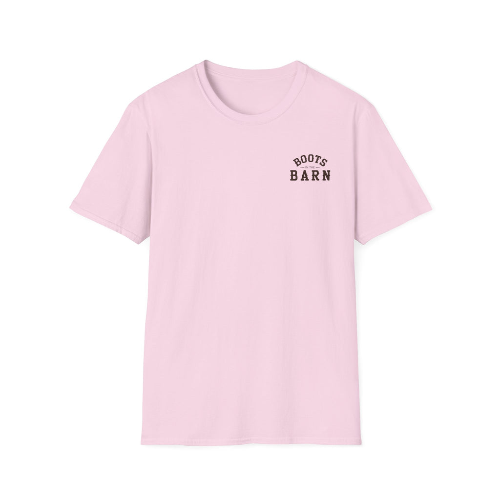 Brown & White Design Boots in the Barn T-Shirt — Lightweight Cotton