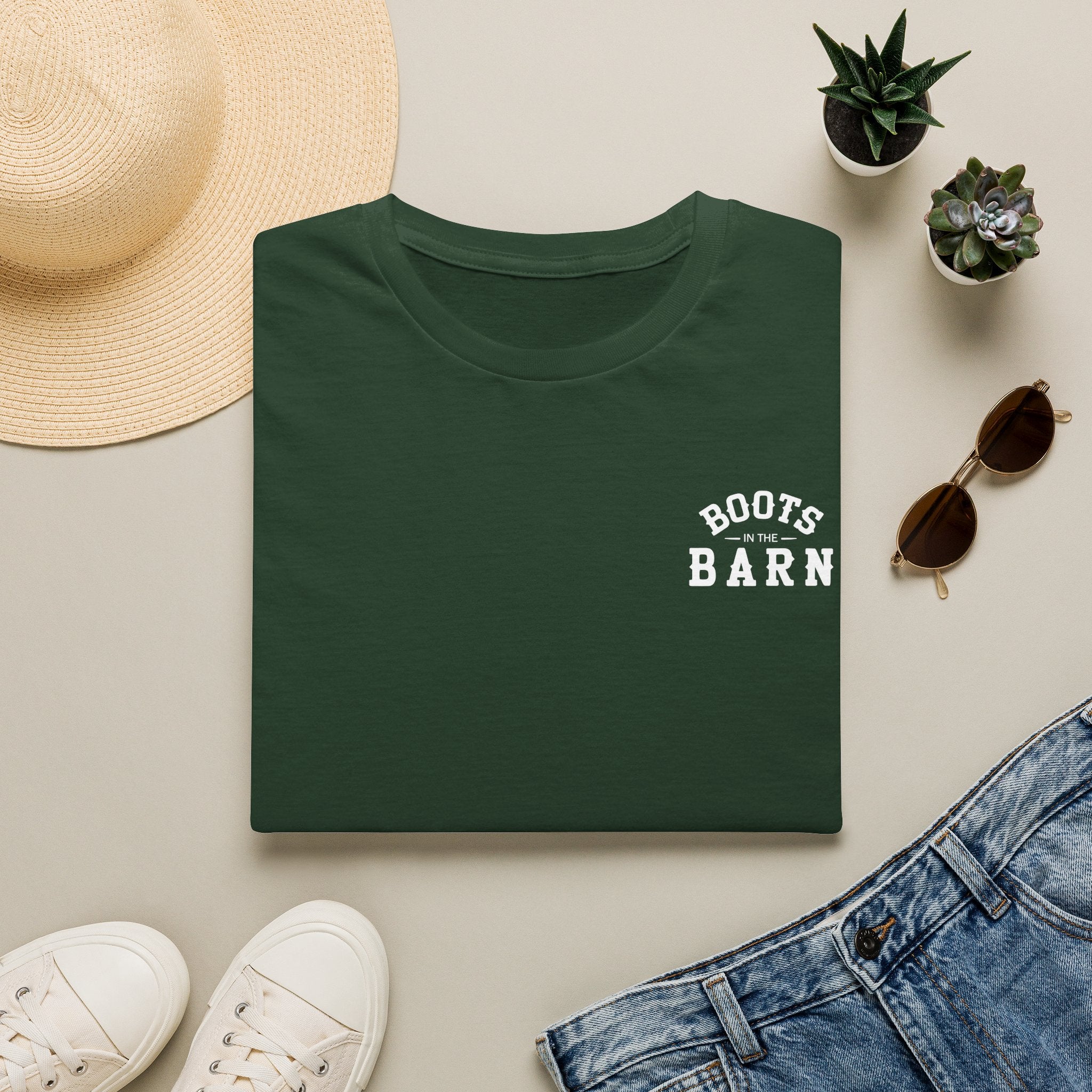 Brown & White Design Boots in the Barn T-Shirt — Lightweight Cotton