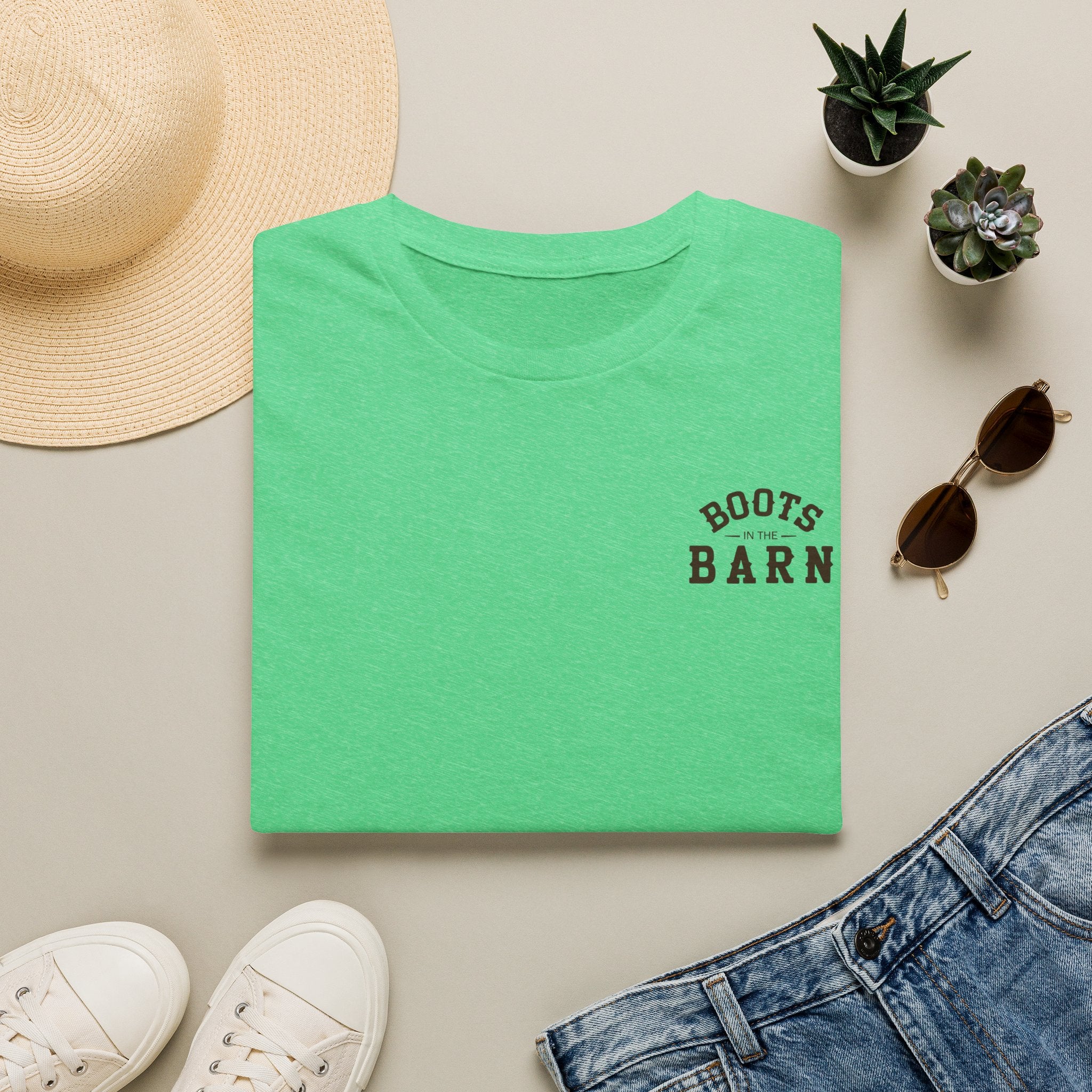 Brown & White Design Boots in the Barn T-Shirt — Lightweight Cotton