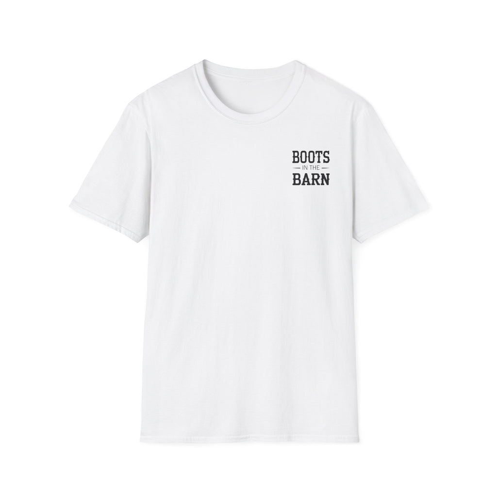 Boots in the Barn Graphic T‑Shirt — Rustic Farmhouse Tee for Country Lovers