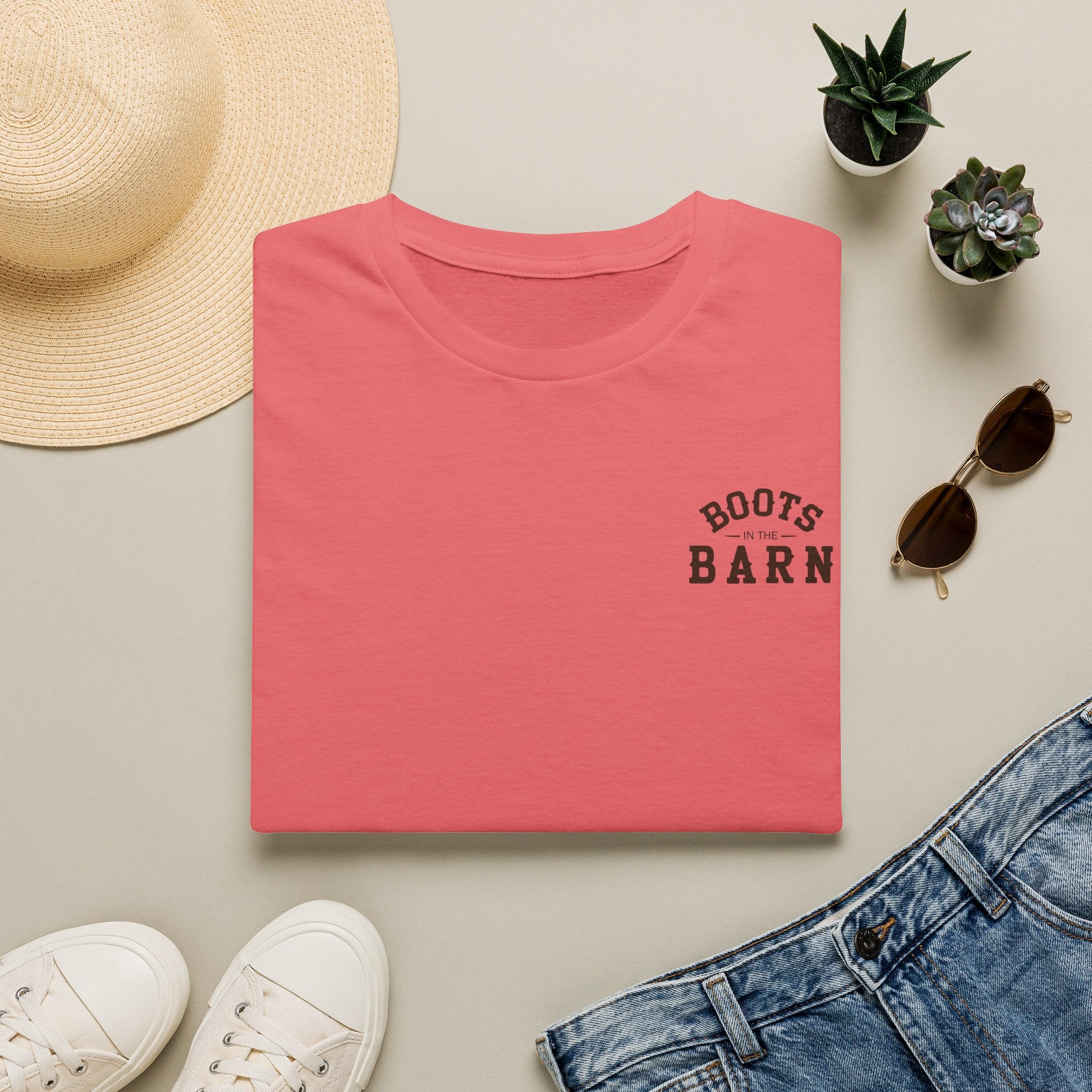 Brown & White Design Boots in the Barn T-Shirt — Lightweight Cotton