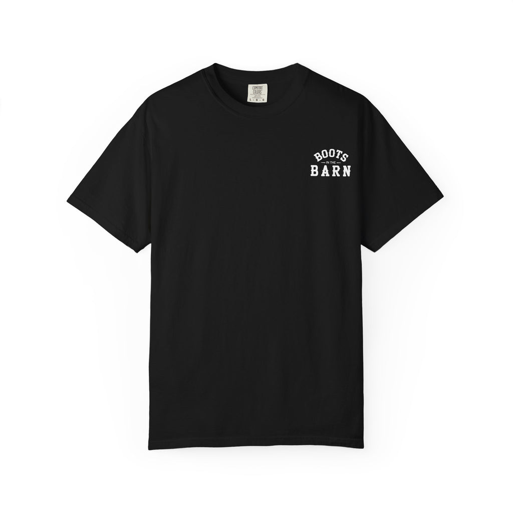 Black & White Design Boots in the Barn Line Dancing Tee — Heavyweight