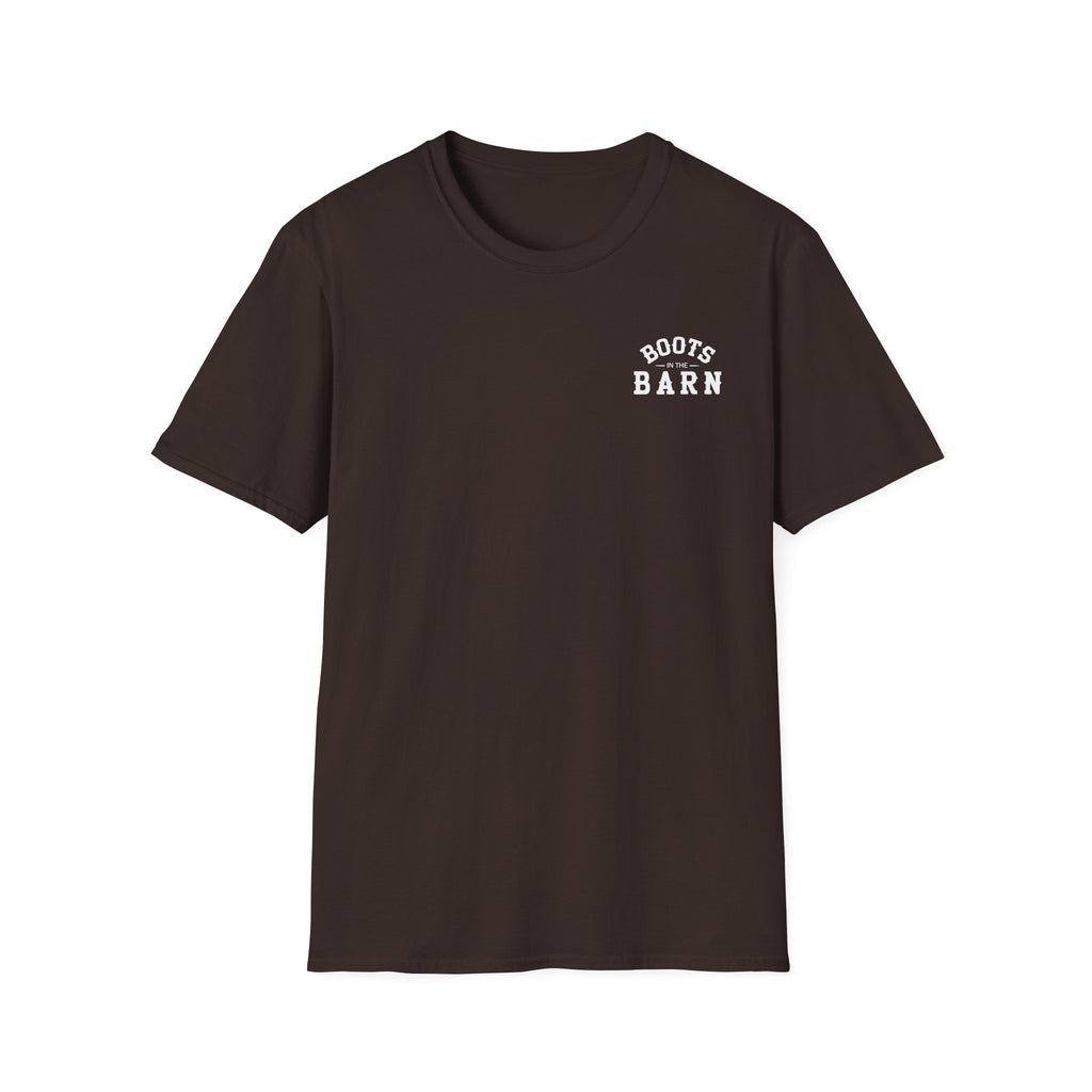 Black & White Design Boots in the Barn T-Shirt — Lightweight Cotton