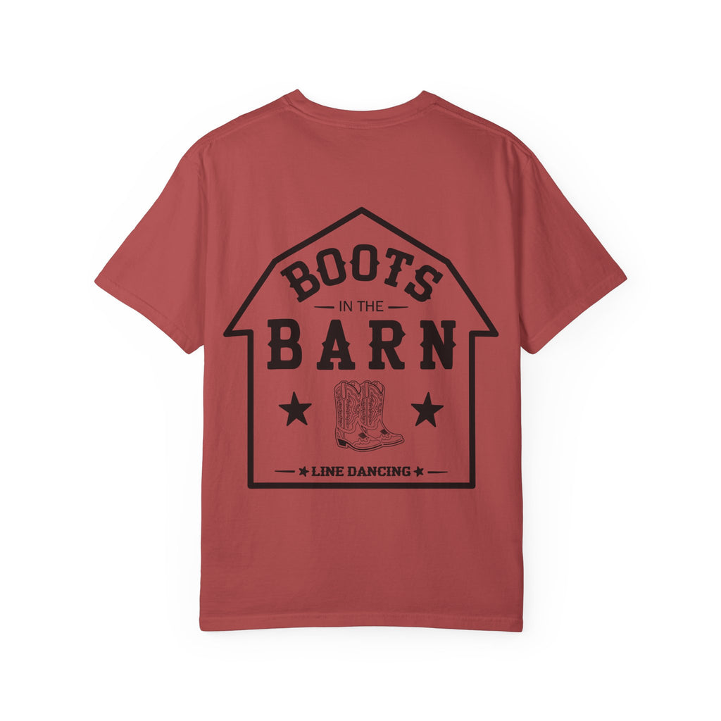 Black & White Design Boots in the Barn Line Dancing Tee — Heavyweight