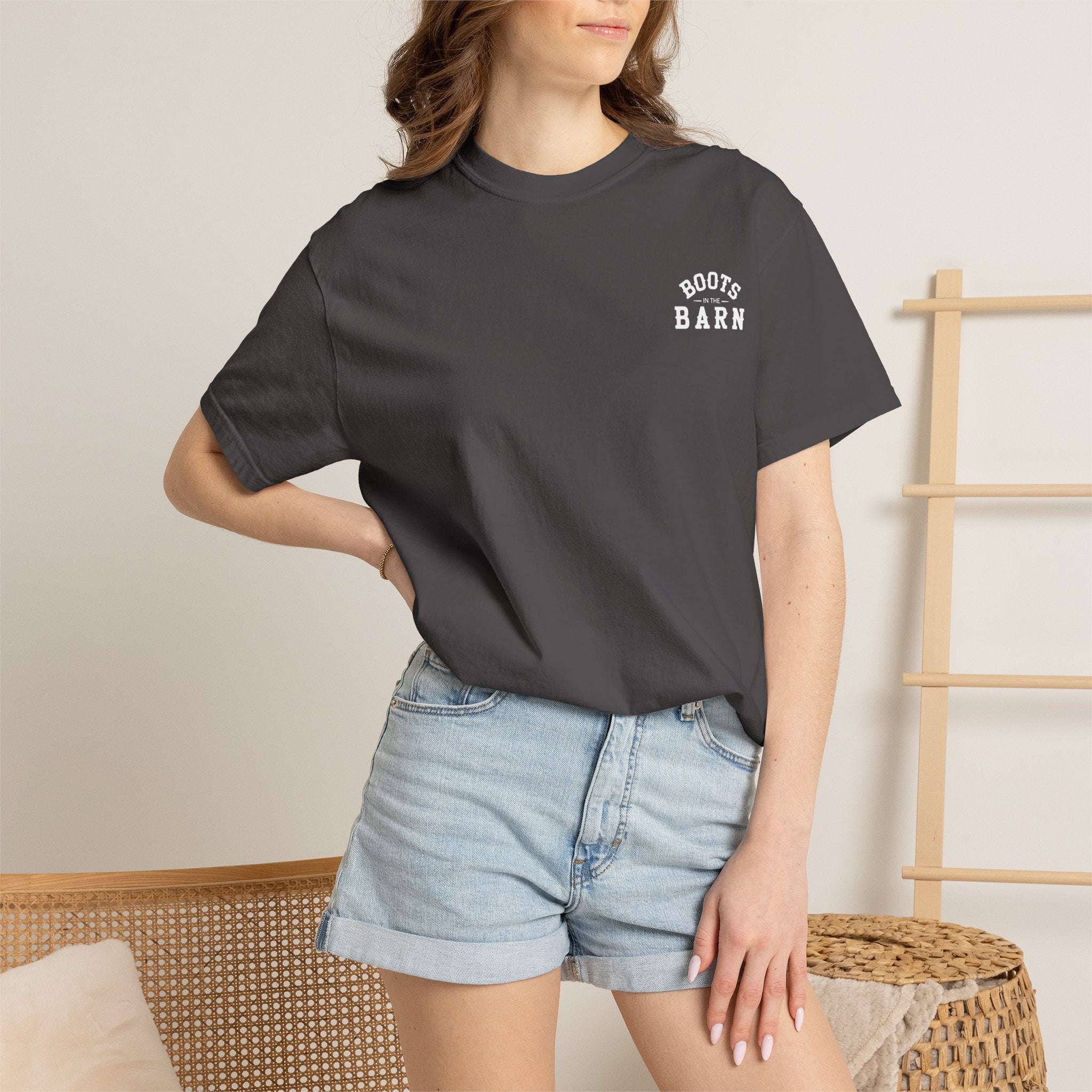 Black & White Design Boots in the Barn Line Dancing Tee — Heavyweight