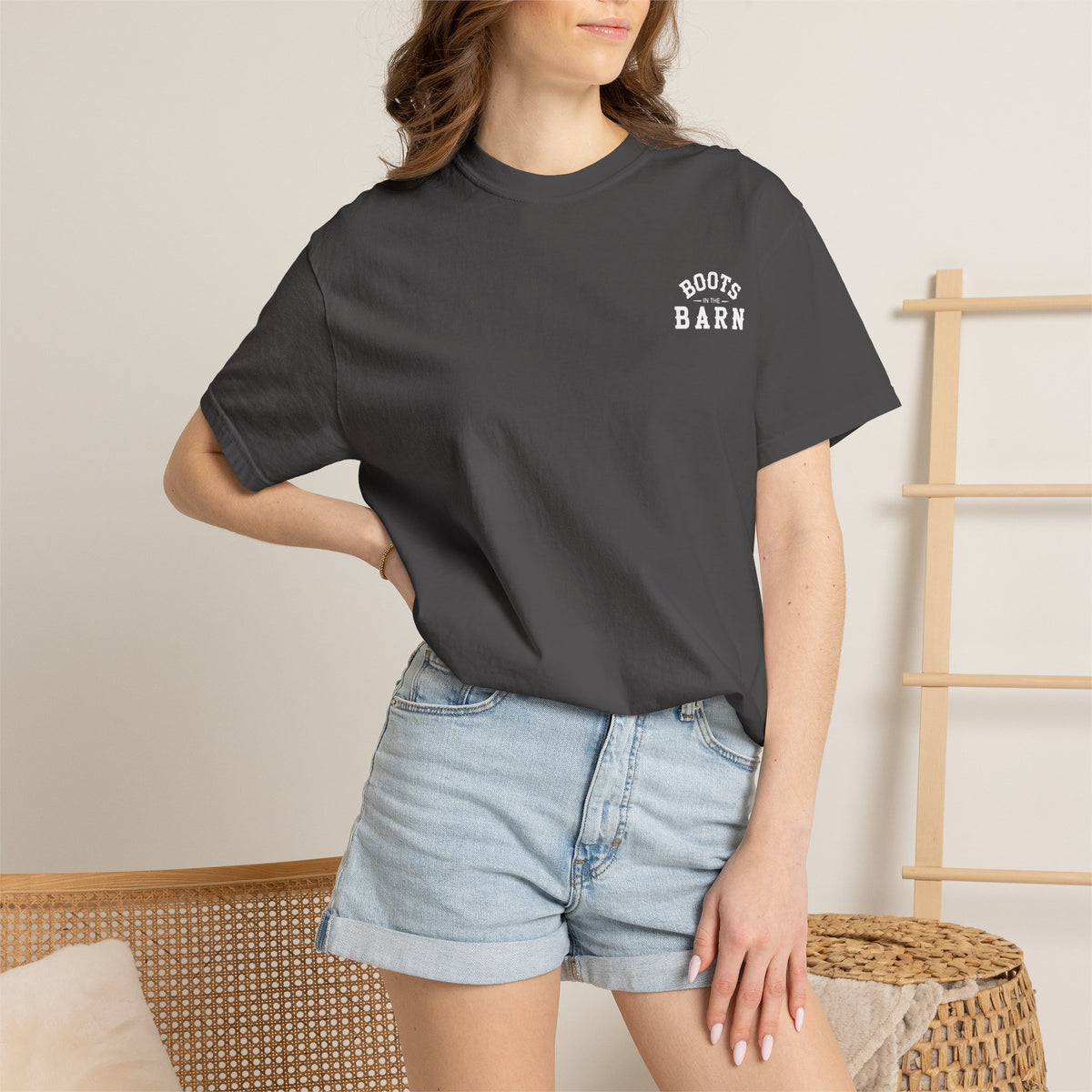 Black & White Design Boots in the Barn Line Dancing Tee — Heavyweight