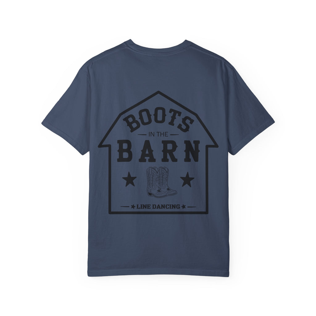 Black & White Design Boots in the Barn Line Dancing Tee — Heavyweight