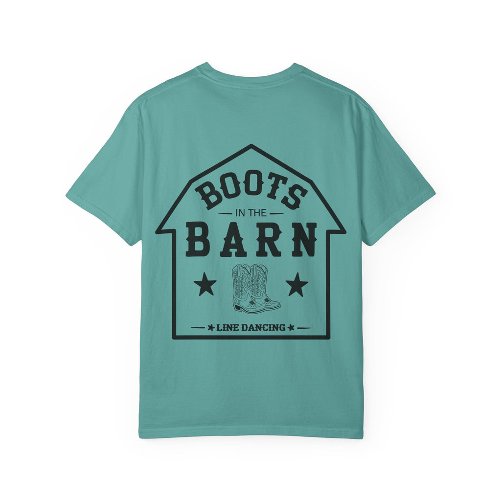 Black & White Design Boots in the Barn Line Dancing Tee — Heavyweight