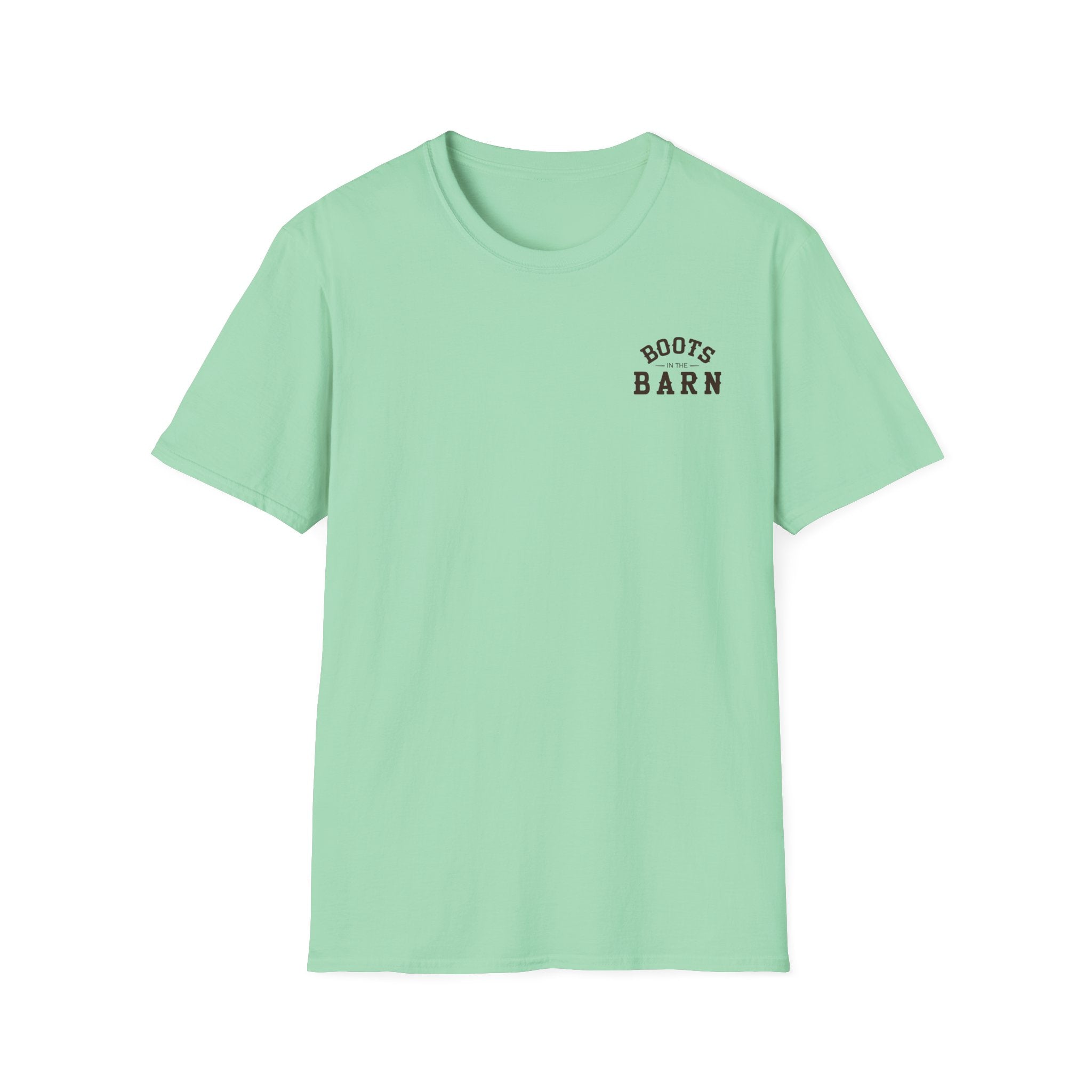 Brown & White Design Boots in the Barn T-Shirt — Lightweight Cotton