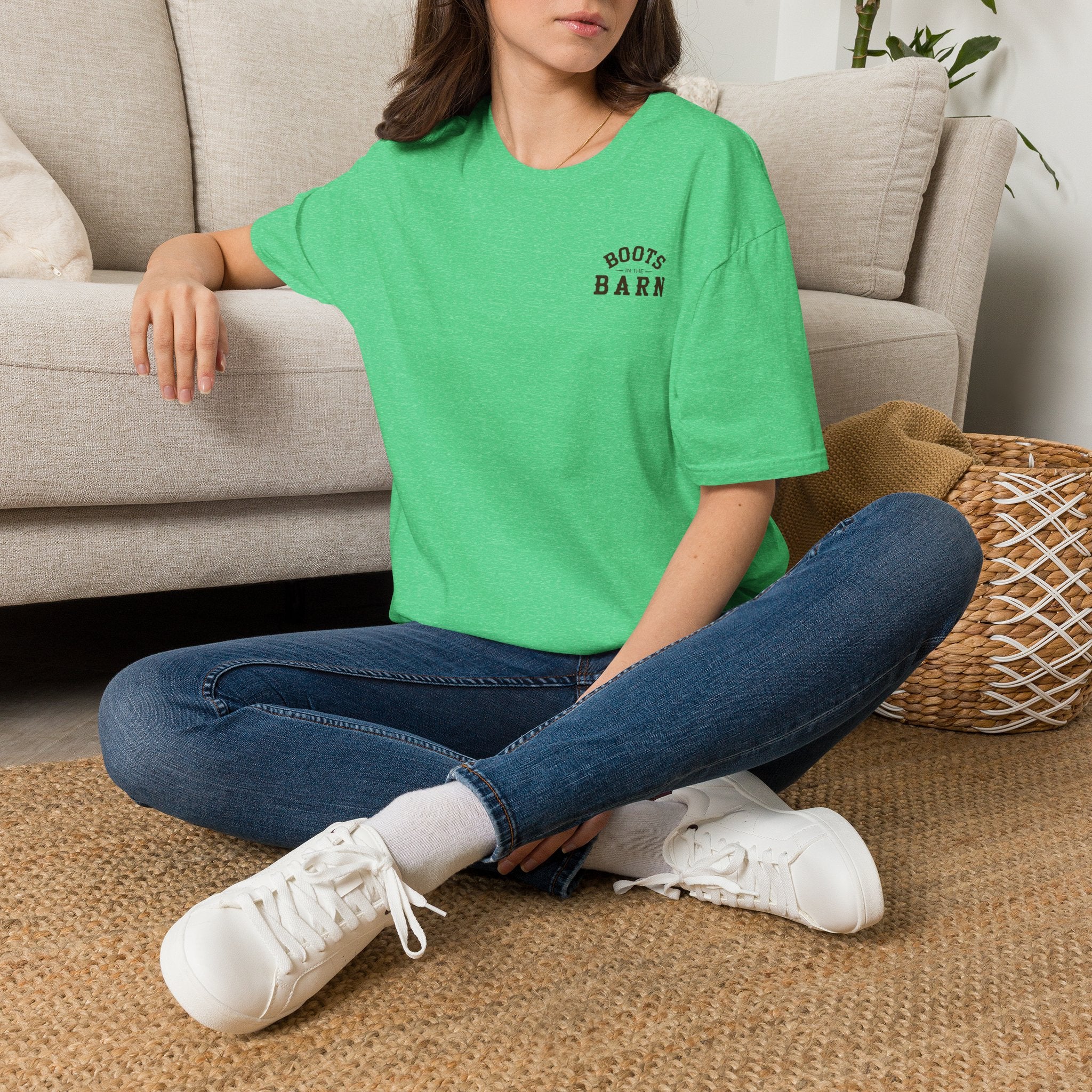 Brown & White Design Boots in the Barn T-Shirt — Lightweight Cotton