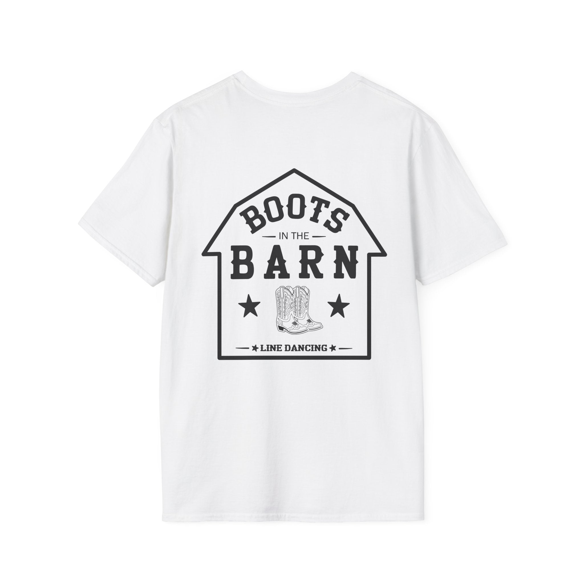 Black & White Design Boots in the Barn T-Shirt — Lightweight Cotton