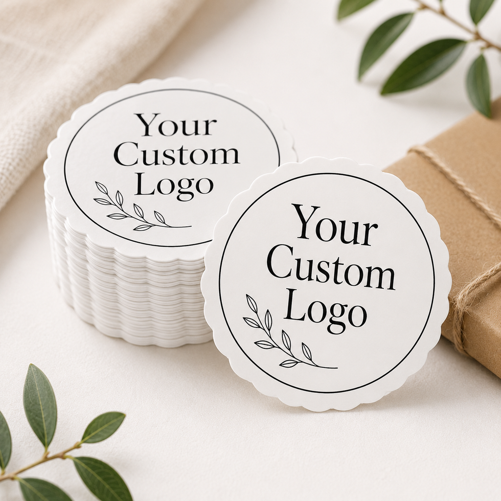 Custom business stickers printed with a small business logo