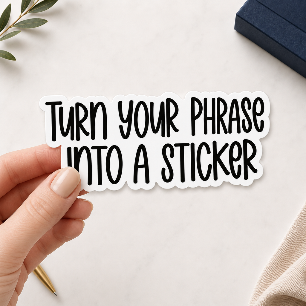 Custom phrase sticker with personalized text
