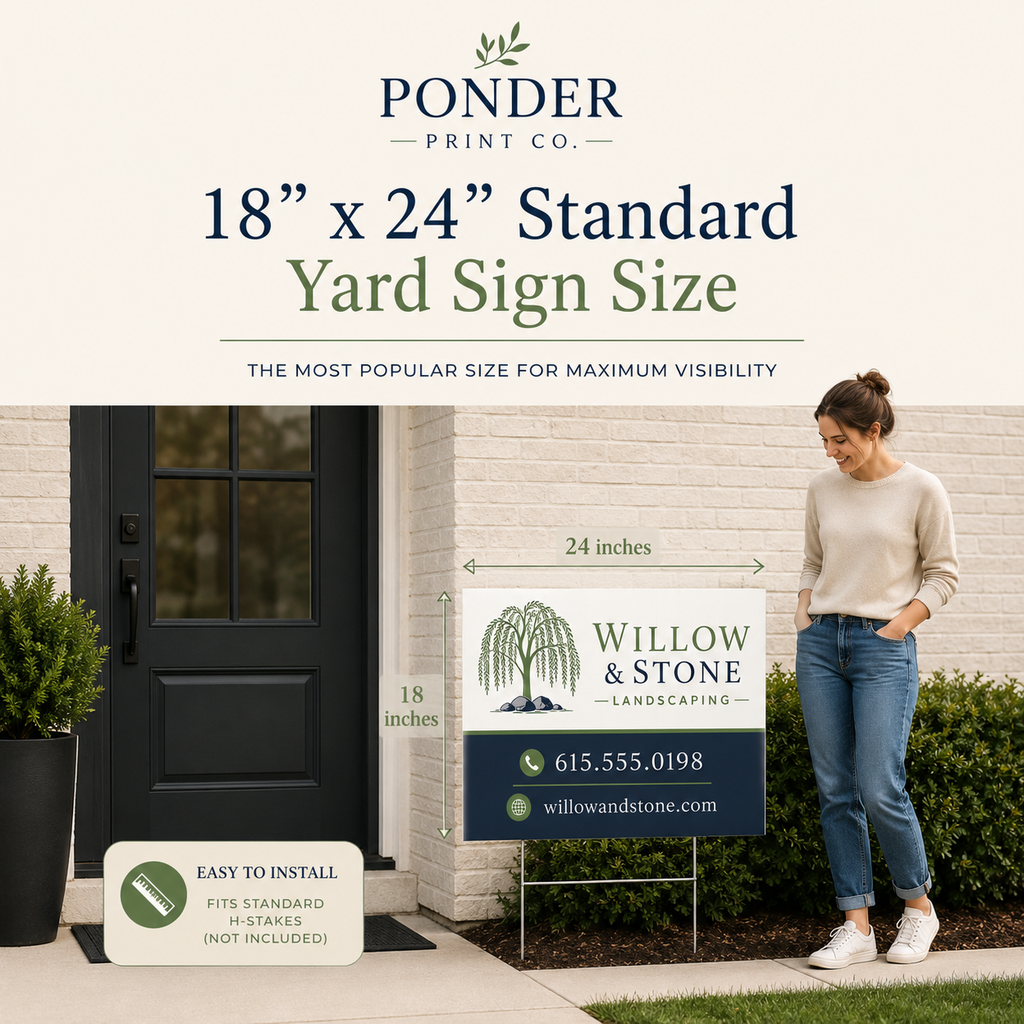 Weather-ready custom yard sign printed with a business logo