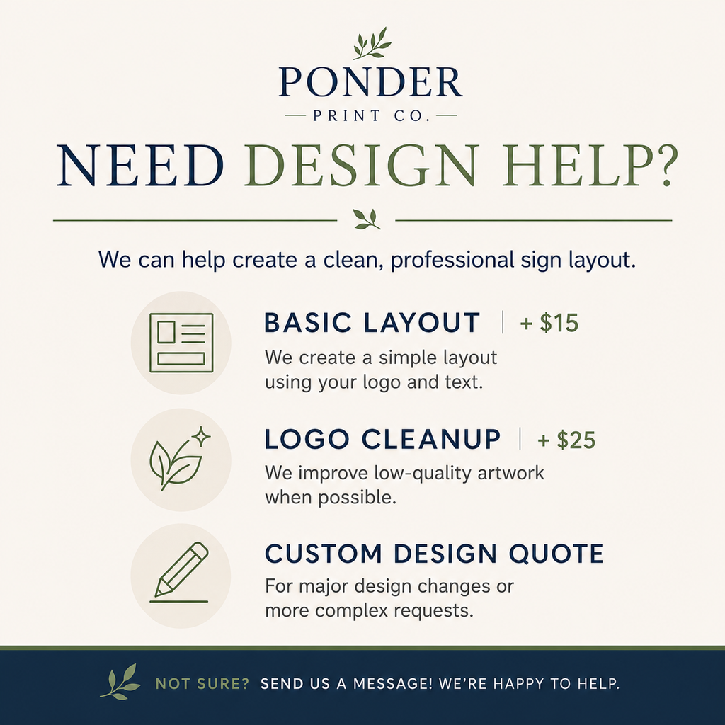Custom yard sign with logo and business details