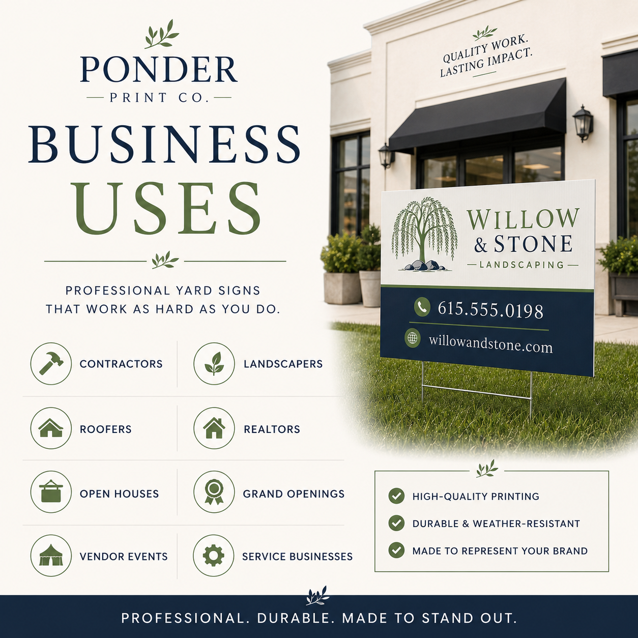 Outdoor custom yard sign with logo