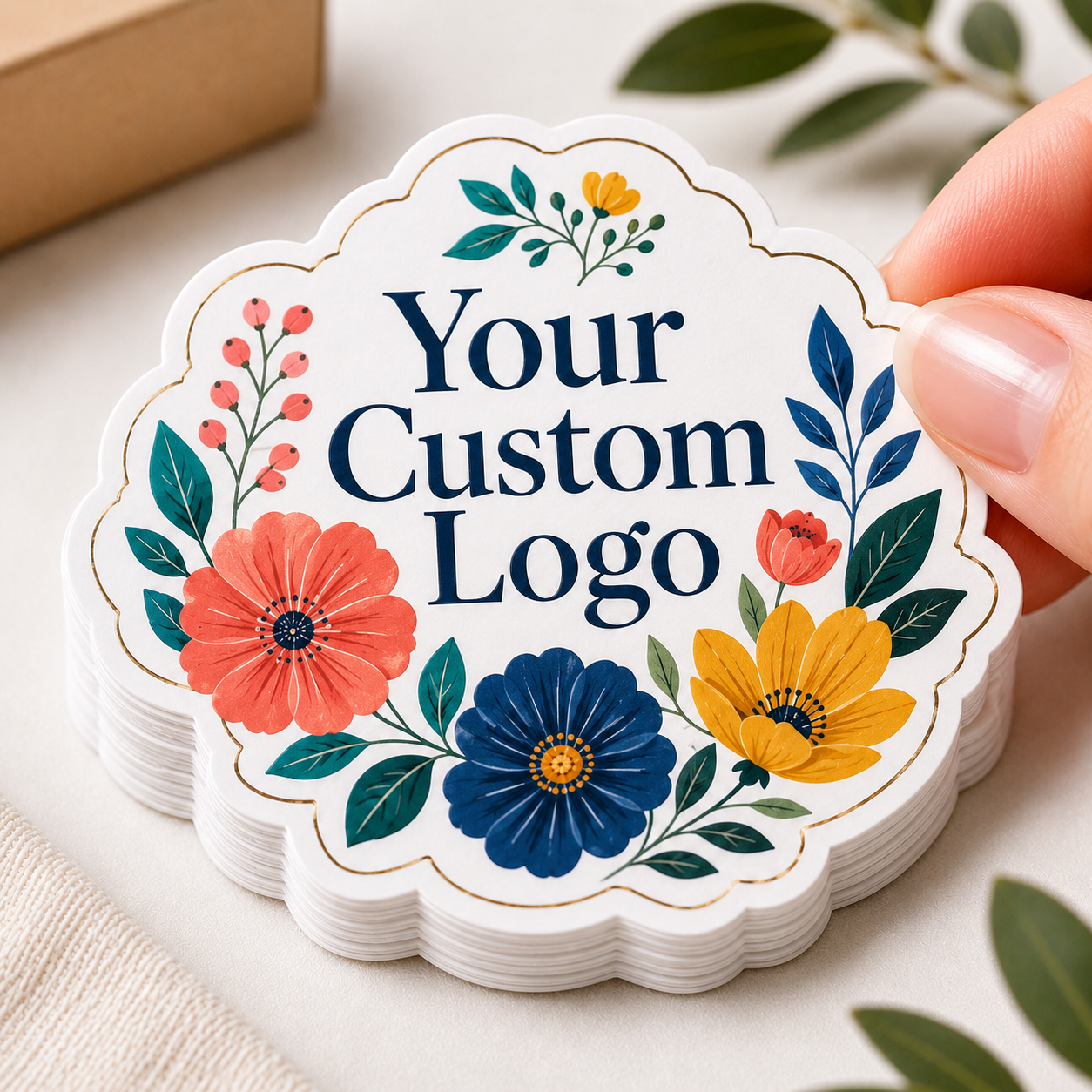 Small business custom sticker with UV printed logo