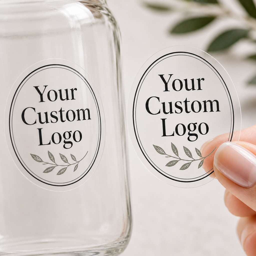Clear vinyl logo sticker made to order