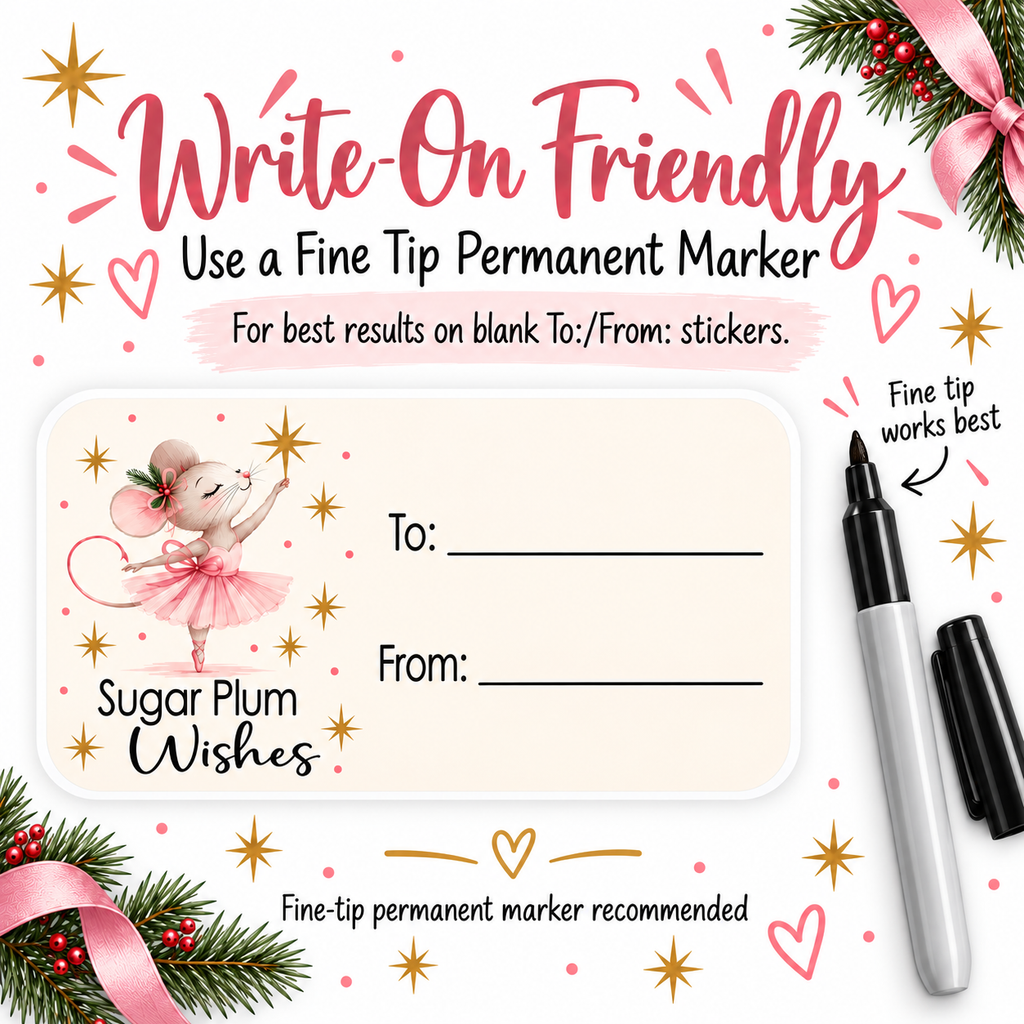 Personalized Sugar Plum Christmas gift tag stickers for labeling wrapped presents and gift bags