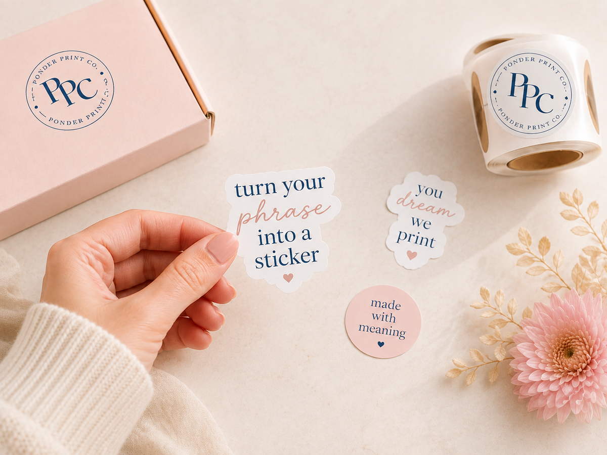 Personalized phrase stickers with custom text — shop custom phrase stickers