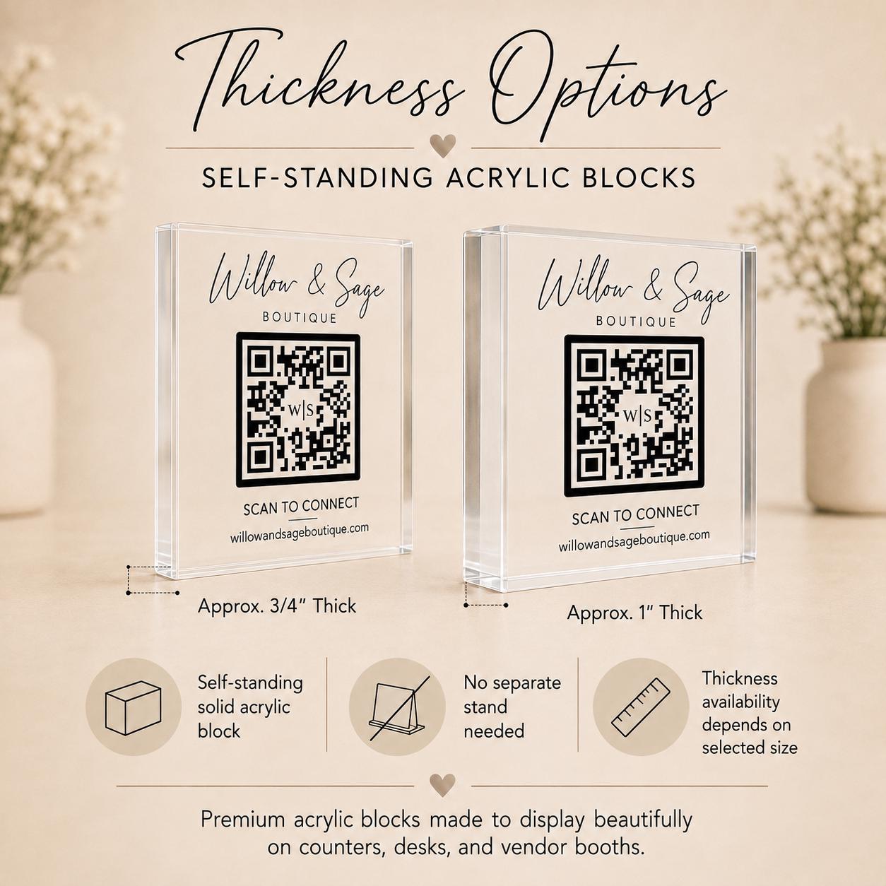 Custom QR code display for small business reviews and social media