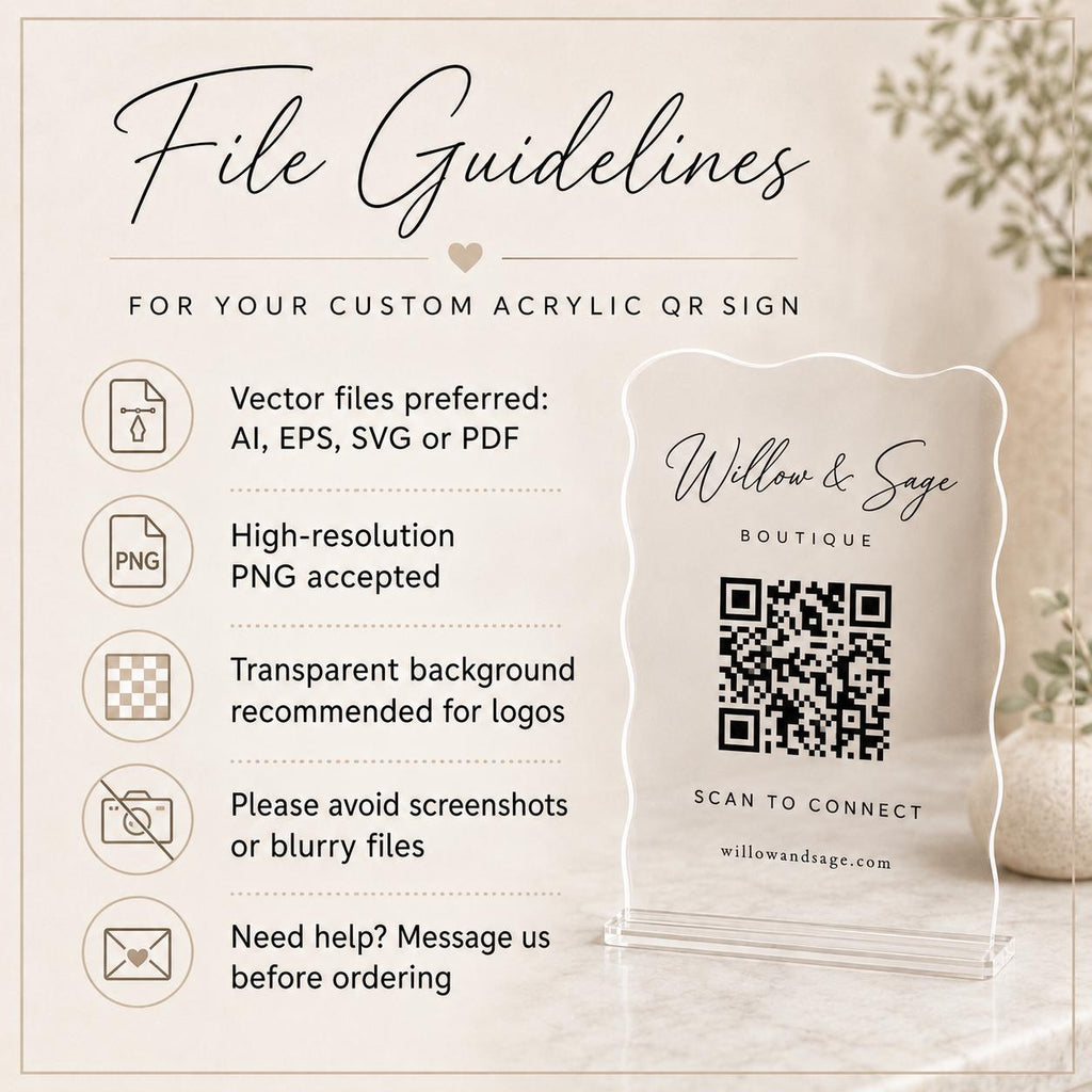 Custom logo wavy acrylic QR code display
