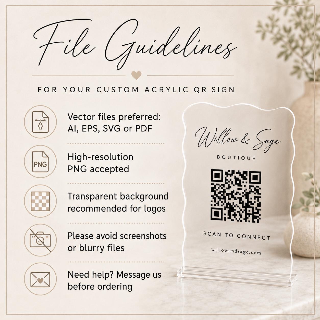 Custom logo wavy acrylic QR code display